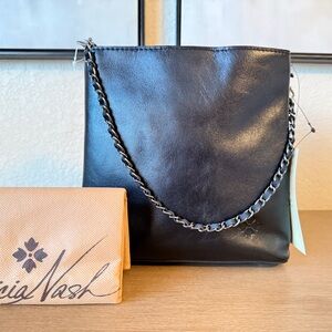NWT Patricia Nash Black Leather Chain Shoulder Bag